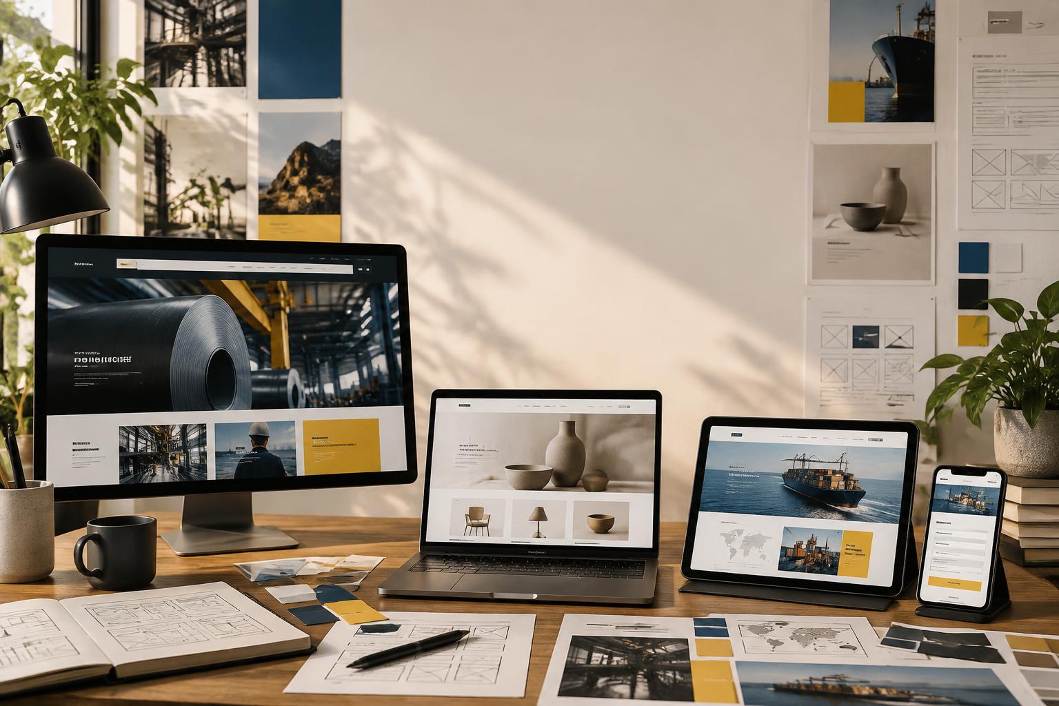 Responsive website designs presented across desktop and mobile screens